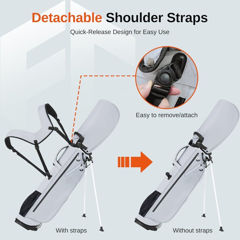 Full Choice Lightweight Golf Stand Bag, 4-Way Full-Length Dividers, Holds Up to 10 Clubs, 3.7 lbs Golf Bag with Dual Straps & Stand for Driving Range, Par 3, and Standard Courses - Image 3
